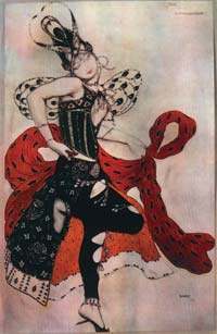 Л.С.Бакст. Эскиз костюма к балету Н.А.Римского-Корсакова «Шехерезада». 1911