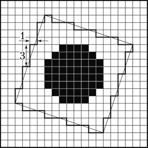Рис. 14. Построение растровой ячейки с рациональным значением тангенса