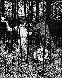 Б.М.Кустодиев. Иллюстрация к басне И.А.Крылова «Крестьянин и работник». 1909 г.