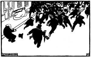 Ф.Валлоттон. Манифестация. Гравюра на цинке из серии «Истинный Париж». 1894