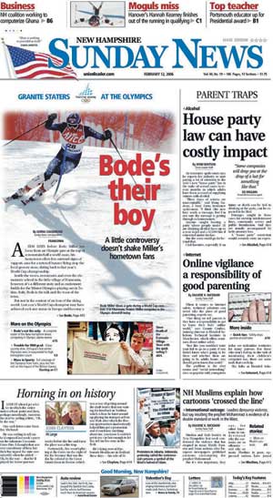 Рис. 4. Разные виды заверстки иллюстраций (газета «New Hampshire Sunday News»)