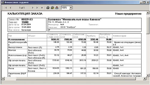Калькуляция заказа в системе PrintEffect