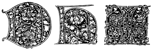 Рис. 4. Растительный декор инициалов ван Мекенема был одинаково пригоден как для церковных, так и для светских изданий. Эти заглавные буквы «D», «H» и «I» взяты из популярного в XV веке медицинского трактата «Обозрение тела, души, чести и блага». Типография Петера Вагнера. Нюрнберг, 1489 год