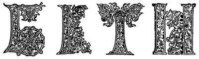 Рис. 9. Несмотря на общие черты орнаментального декора, рисунок русских гравированных буквиц весьма далек от версалов Израеля ван Мекенема. Инициалы «Б», «К», «Т» и «Я» из изданий Московского печатного двора 1615-1662 годов