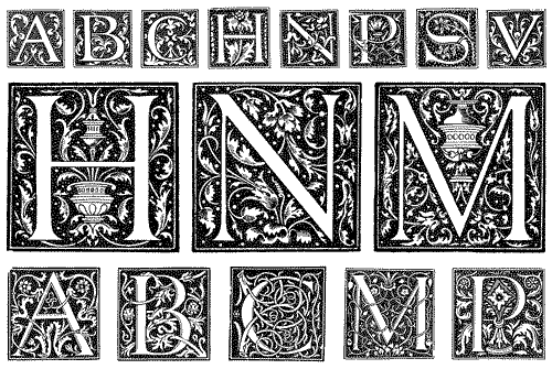 Рис. 3. В своих лучших работах Жоффруа Тори достиг той степени изысканности, которая выгодно отличала парижскую школу книжного декора от венецианской. Орнаментированные инициалы Жоффруа Тори. Париж, 2-я четверть XVI века