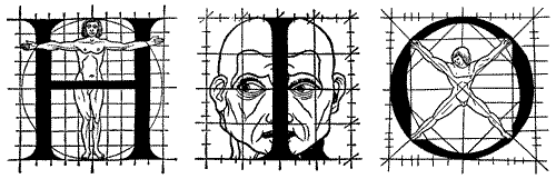 Рис. 8. Графические рекомендации Жоффруа Тори по конструированию антиквы могли бы вполне заменить книжные инициалы. «Цветущий луг». Париж, 1529 год
