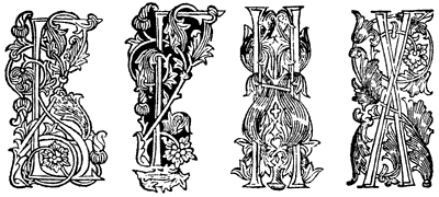 Рис. 13. Чтобы оживить рисунок гравированных буквиц, мастер широкошрифтной Псалтири применял в них как черный, так и белый фон. Анонимная типография. Москва, 1564-1565 годы