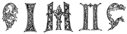 Рис. 1. Образцами для гравированных инициалов Апостола служили буквицы из разных московских рукописных книг. Видимо, поэтому они отличаются друг от друга по рисунку и с трудом складываются в алфавит. Типография Ивана Федорова. Москва, 1564 год