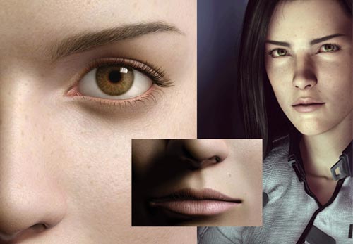 Поражает проработка и уровень детализации персонажа из «Последней фантазии». Все, вплоть до мельчайших частичек кожи, веснушек и волосков, сделано с величайшей тщательностью и любовью