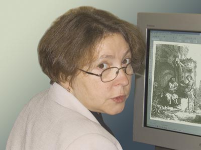 Дизайнеры Наталья Оглоблина и Сергей Подъяблонский за обработкой иллюстраций для альбома