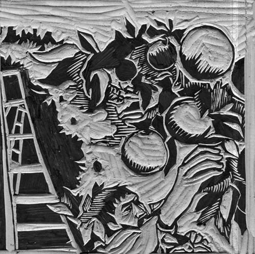 Фрагмент печатной формы. Линогравюра