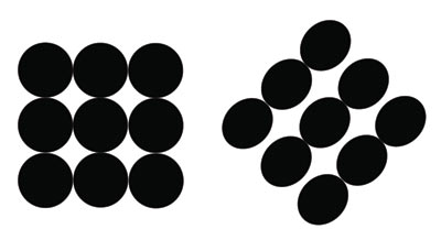 Рис. 3. Круглые и эллиптические
растровые точки