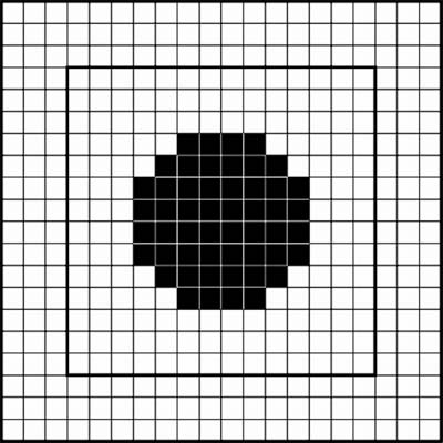 Рис. 11. Растровая ячейка из 196 точек экспонирования, расположенная под углом 0°, с площадью заполнения 52 точки