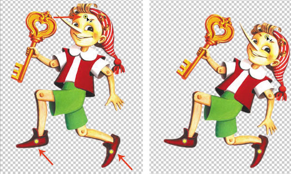 Рис. 8. Перемещение активной булавки в режиме Марионеточная деформация