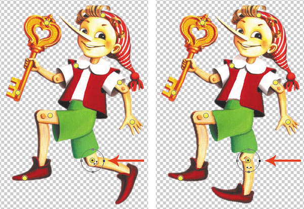 Рис. 9. Поворот сетки относительно булавки. Видимость сетки отключена