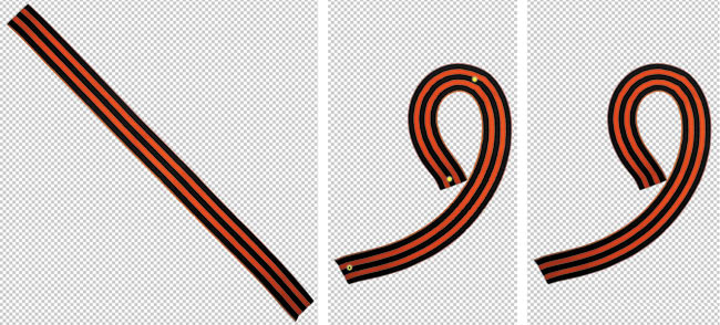 Рис. 12. Примеры использования марионеточной деформации: а — встаем на мостик, б — изгибаем георгиевскую ленточку в девятку