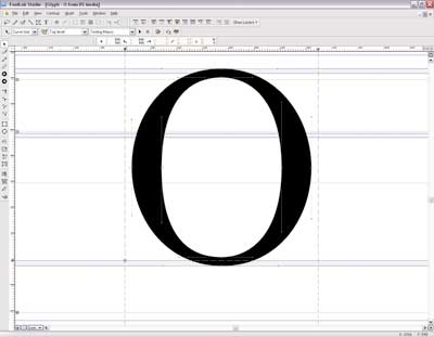 Рис. 2. Окно редактирования знака в программе FontLab Studio