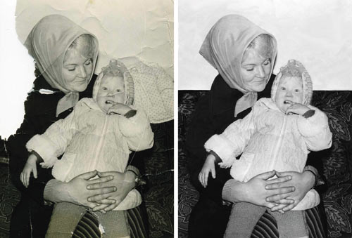 Рис. 6. Для удаления царапин и восстановления левой части фотографии применялись инструменты Удаление царапин, Кисть клонирования, Смягчение и Размазывание