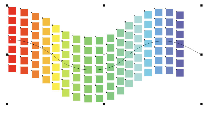 Рис. 31. Группа перетекания размещена по выбранной траектории