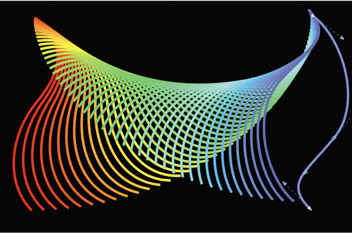 Рис. 45. Вид группы перетекания после изменения формы конечного объекта