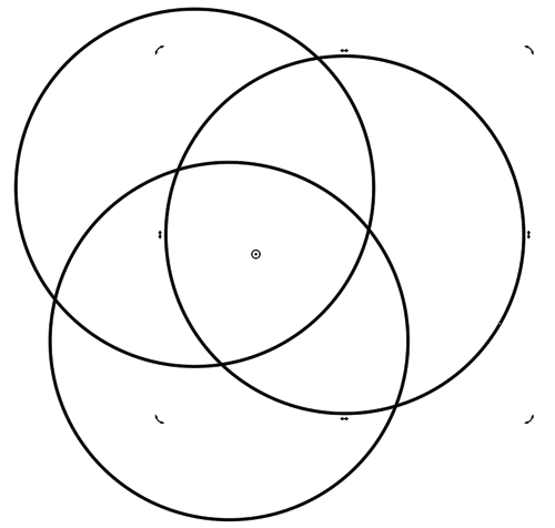 Рис. 12. Результат вращения — комбинация из трех пересекающихся окружностей