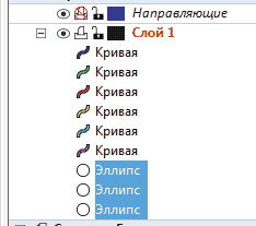 Рис. 18. Выделение окружностей
в палитре Диспетчер объектов